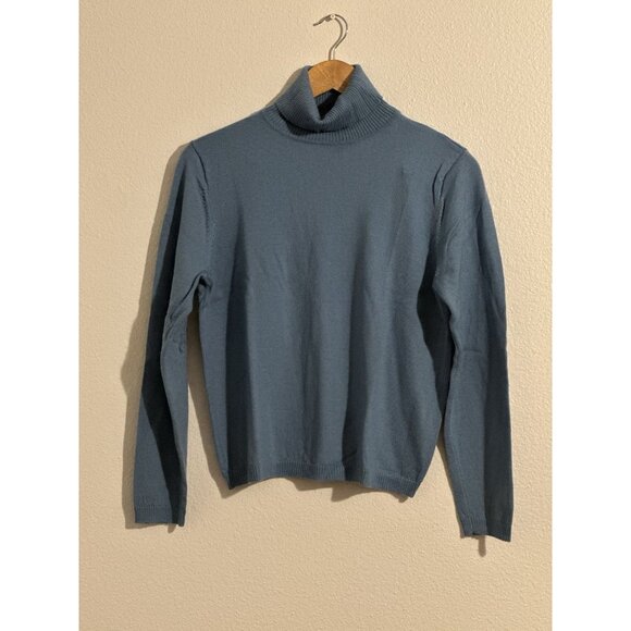Vintage Pendleton Women’s Long Sleeve Turtleneck Blue Sweater 100% Wool Size L - Picture 1 of 9